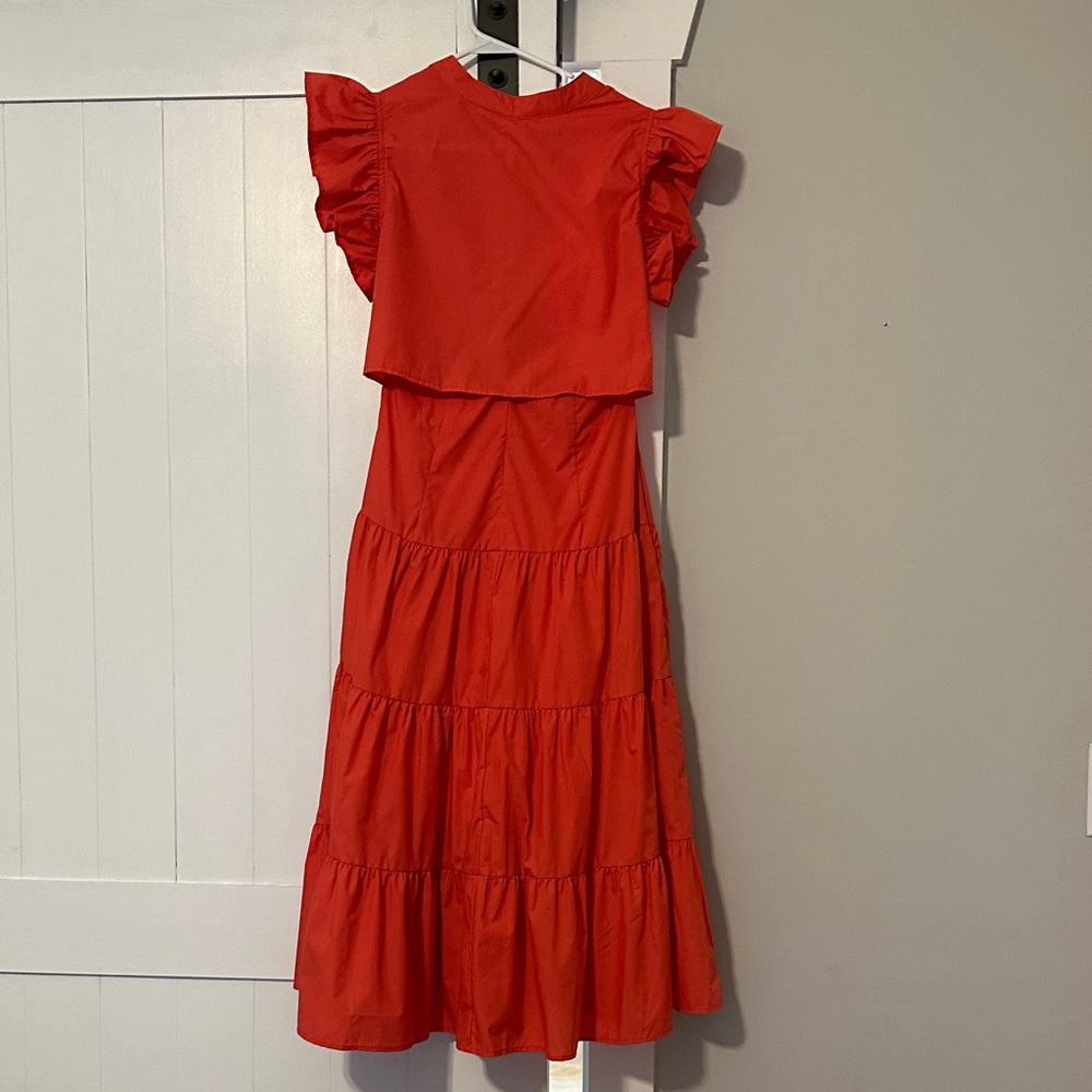 Red Ruffled Sleeve Dress - Picture 4 of 5